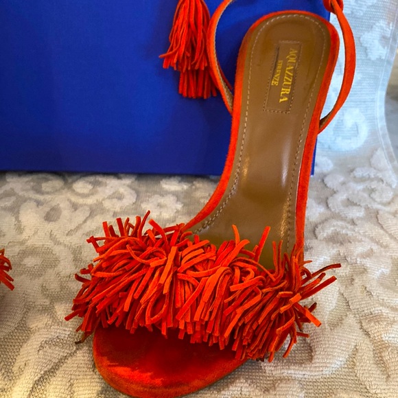 Aquazzura Suede Clementine Strappy Heels - Picture 5 of 6